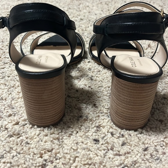 Cole Haan Black Strappy Block Heeled Sandals 8 - Picture 6 of 11